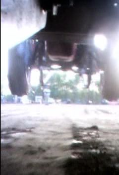 picture from underneath camera on a pulling tractor